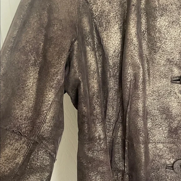 Pamela McCoy Leather Bronze Trench Coat - Picture 5 of 13